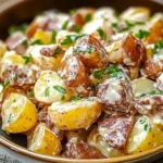 Delicious steakhouse potato salad served in a bowl