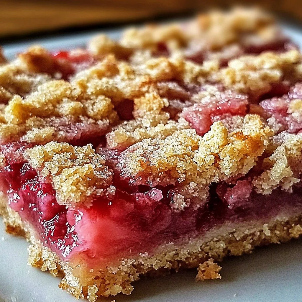 Irresistible Strawberry Rhubarb Crumb Bars