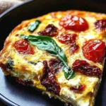 Italian sun dried tomato frittata served on a plate