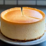 Fluffy Japanese Cotton Cheesecake served on a dessert plate