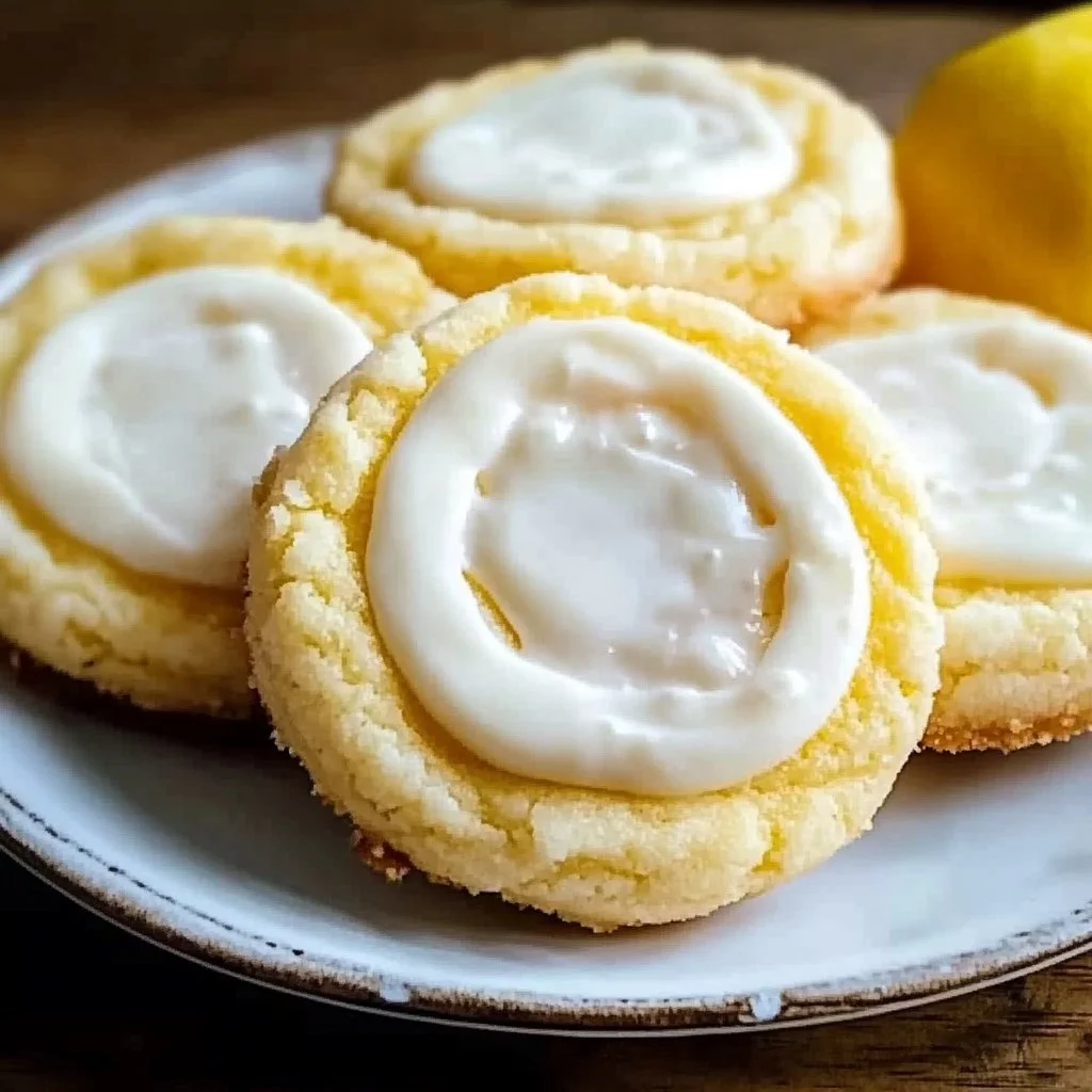 Lemon Cheesecake Cookies on a plate with fresh lemon slices