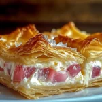 Rhubarb Cream Cheese Pastry with flaky crust and fresh rhubarb filling