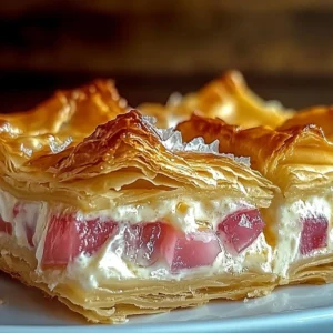 Rhubarb Cream Cheese Pastry with flaky crust and fresh rhubarb filling