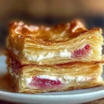 Delicious Rhubarb Cream Cheese Puff Pastries on a white plate