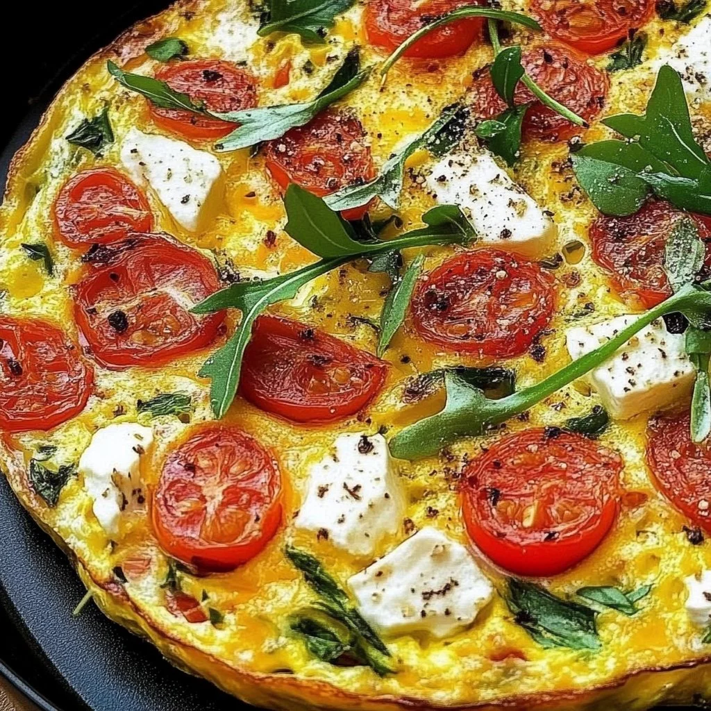 Savory oven-baked frittata with colorful vegetables and herbs