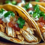 Delicious homemade crack chicken tacos topped with fresh ingredients