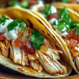 Delicious homemade crack chicken tacos topped with fresh ingredients