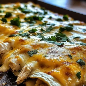 Mouthwatering Cheese Chicken Enchiladas topped with melted cheese and fresh herbs.