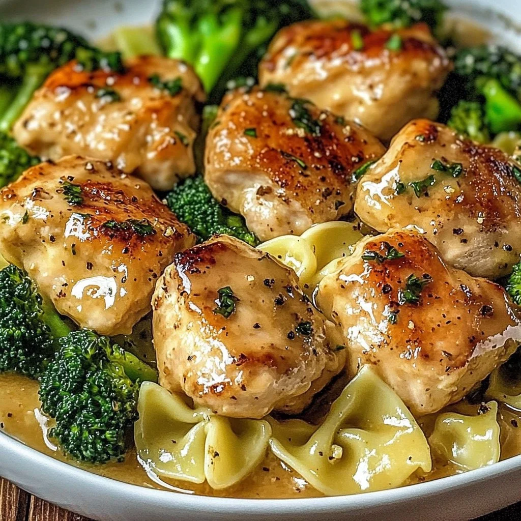 Cowboy Butter Lemon Bowtie Chicken with Broccoli
