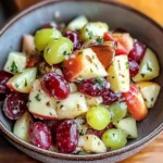 Fresh apple grape salad with sliced apples and grapes in a bowl
