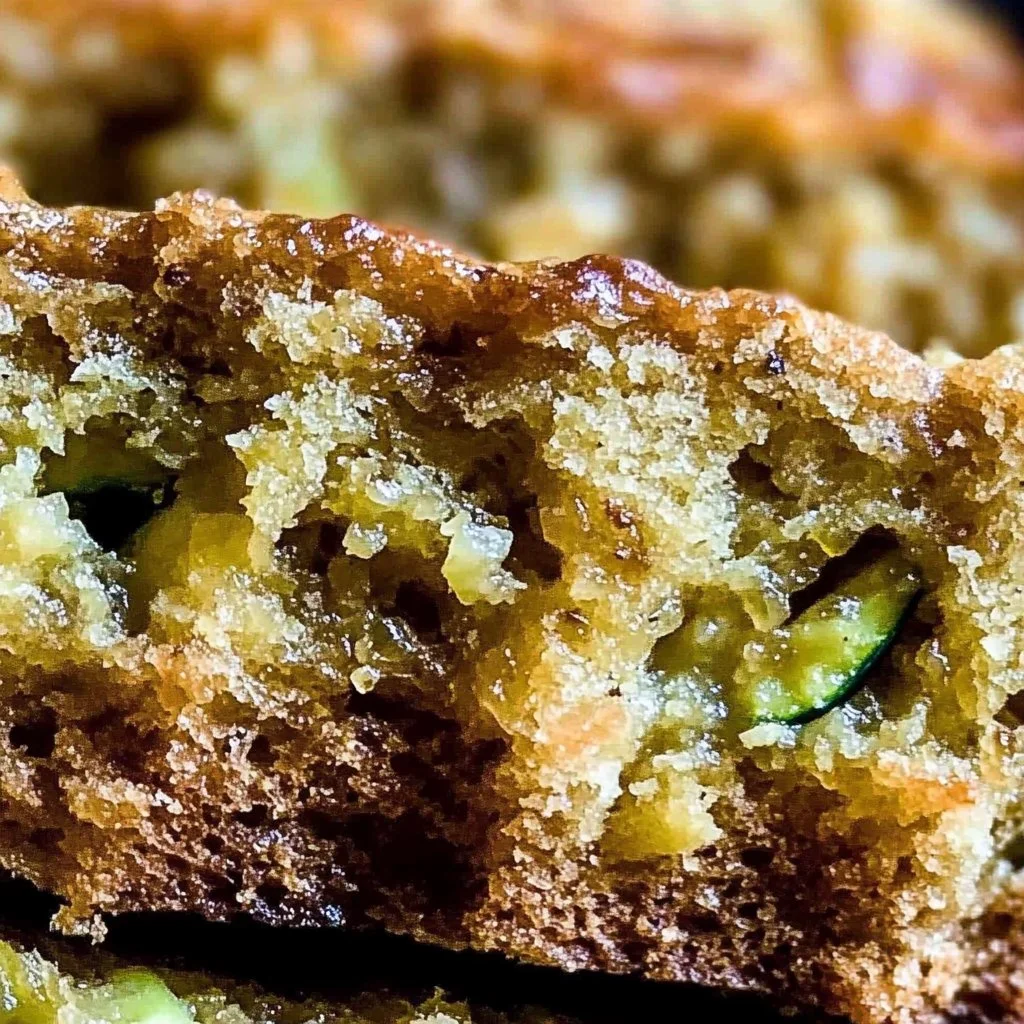 Slice of easy Greek yogurt zucchini bread on a plate.