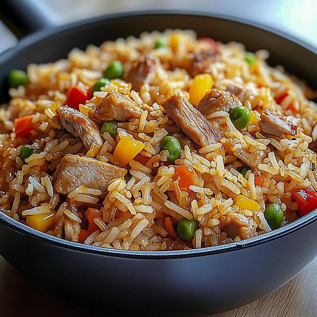 Delicious plate of Turkey Combo Rice with colorful vegetables and spices