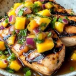 Grilled Honey Lime Chicken topped with fresh Mango Salsa