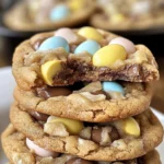 Delicious Cadbury Egg Cookies with chocolate and colorful egg pieces