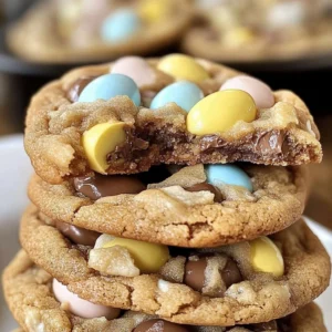 Delicious Cadbury Egg Cookies with chocolate and colorful egg pieces