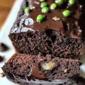 Slice of irresistible chocolate zucchini bread on a wooden cutting board.