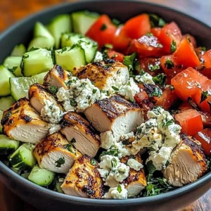 Delicious Greek Chicken Bowls with fresh vegetables and flavorful toppings