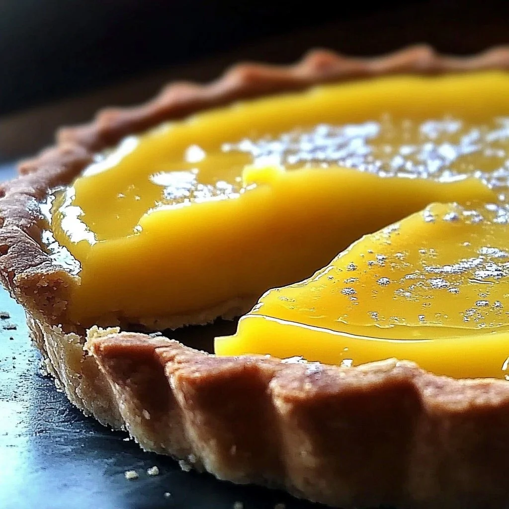 Delicious mango curd tart topped with fresh mango slices and cream