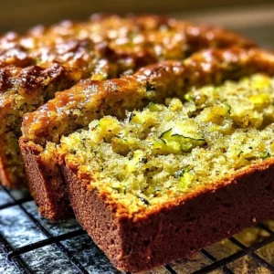 Irresistible moist old fashioned zucchini bread with a slice and ingredients