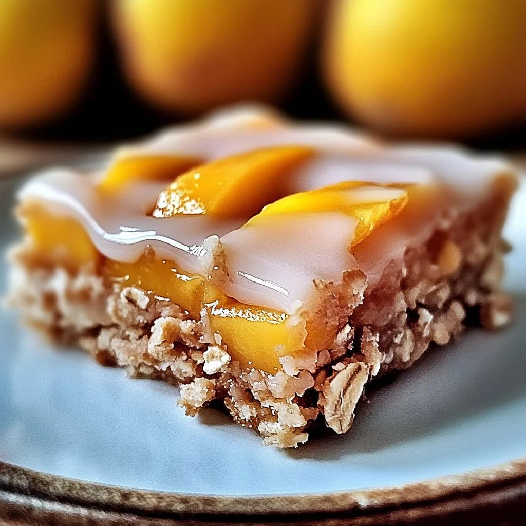 Irresistible Peach Oat Bars with Vanilla Glaze