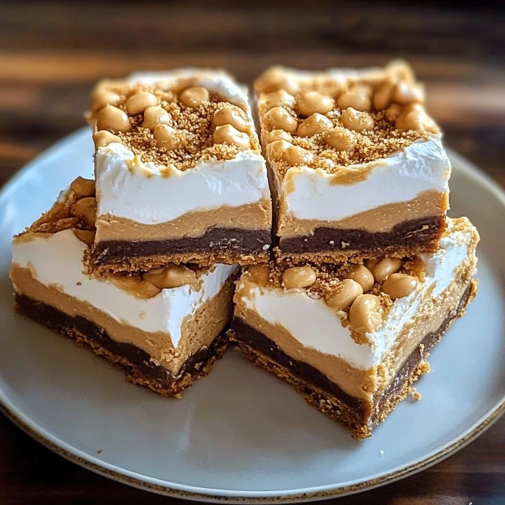 Delicious Peanut Butter S'mores Bars with chocolate and marshmallows