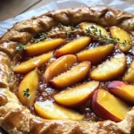 Delicious rustic peach galette with fresh peaches and flaky crust
