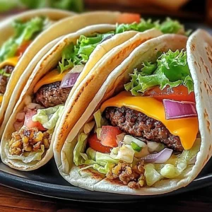Delicious smash burger tacos served with fresh toppings