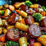 One-Pan Honey Garlic Kielbasa with Assorted Vegetables