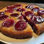 Plum Ginger Upside Down Cake showcasing caramelized plums and ginger flavor.