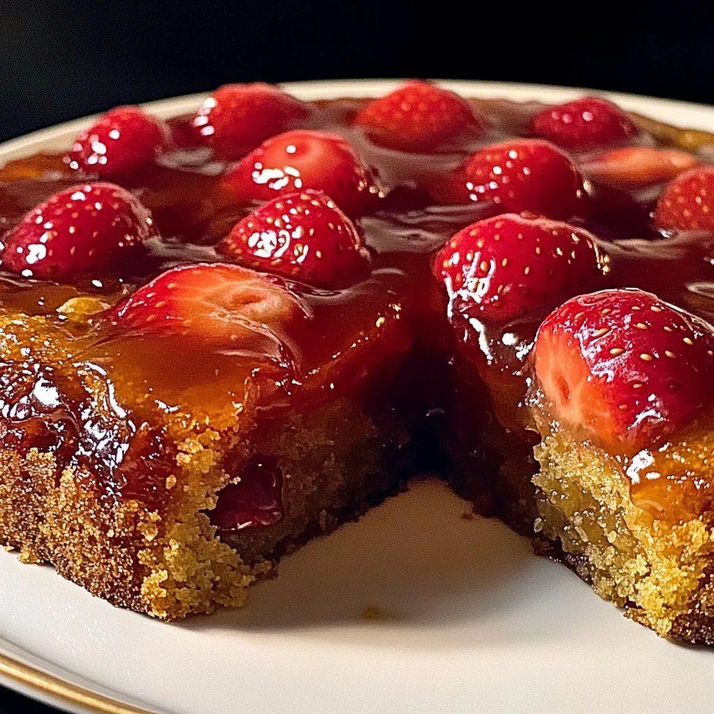 Strawberry Honey Upside Down Cake