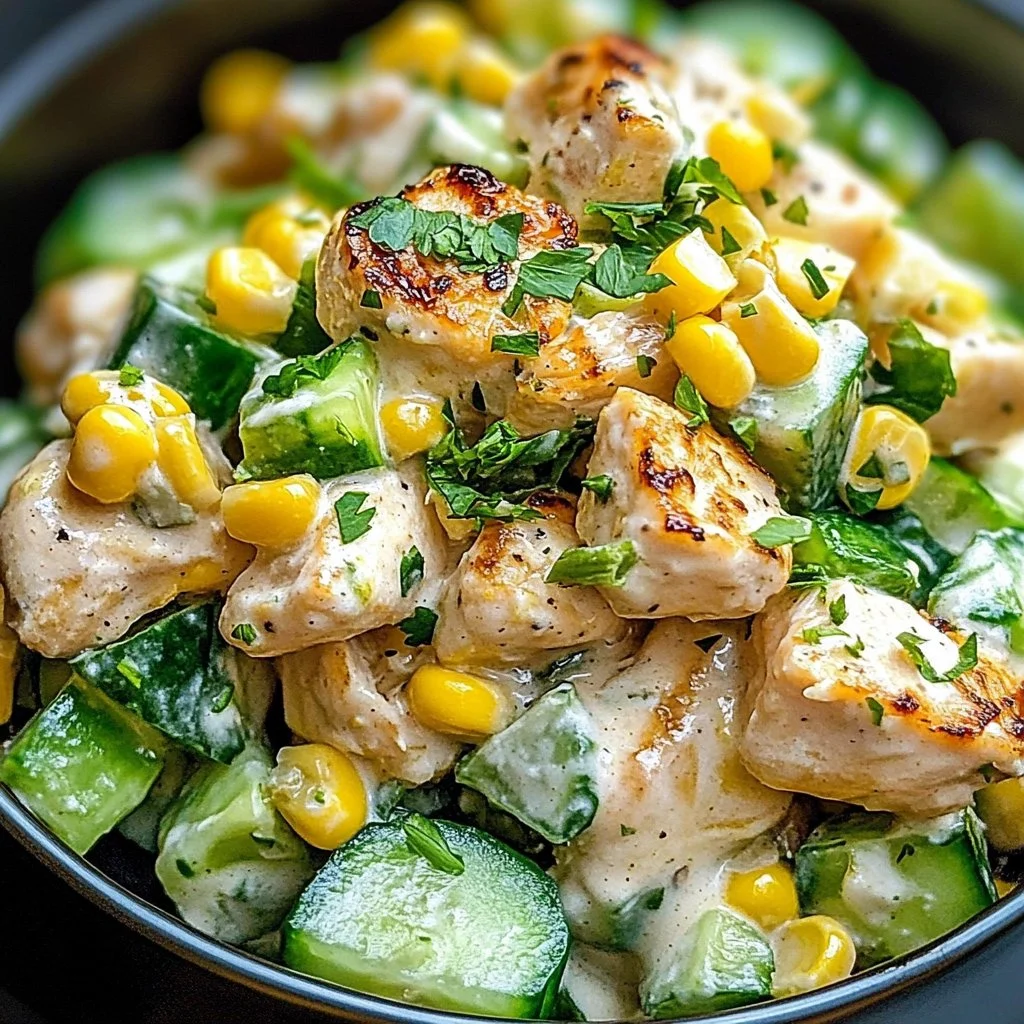 Street Corn Creamy Cucumber Chicken Salad